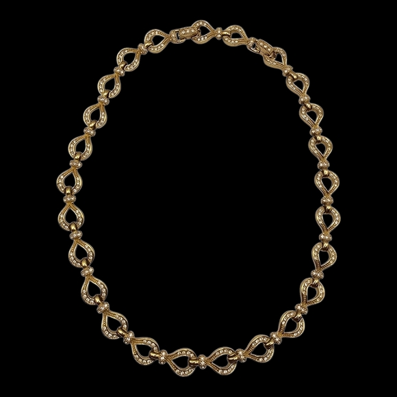 Vintage CHRISTIAN DIOR Teardrop Rhinestone‎ Goldtone Statement Adjustable *RARE* - Picture 1 of 6
